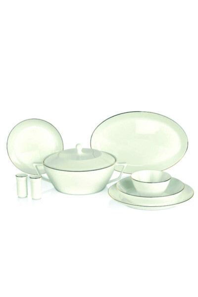 Lines Collection 58 Piece 12 Person Round Bone Dinner Set - KORKMAZ (1)