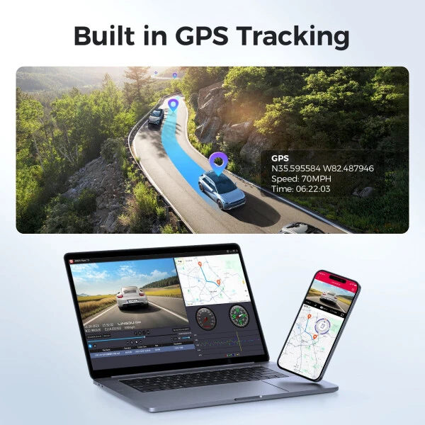 LINGDU 4K Smart Dash Cam avtomashinalar uchun, oldingi WiFi&GPS li dash kamera, 0.96