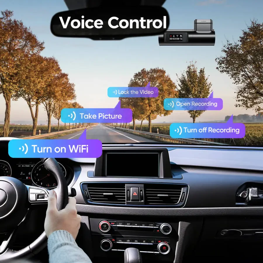 LINGDU 4K Smart Dash Cam avtomashinalar uchun, oldingi WiFi&GPS li dash kamera, 0.96
