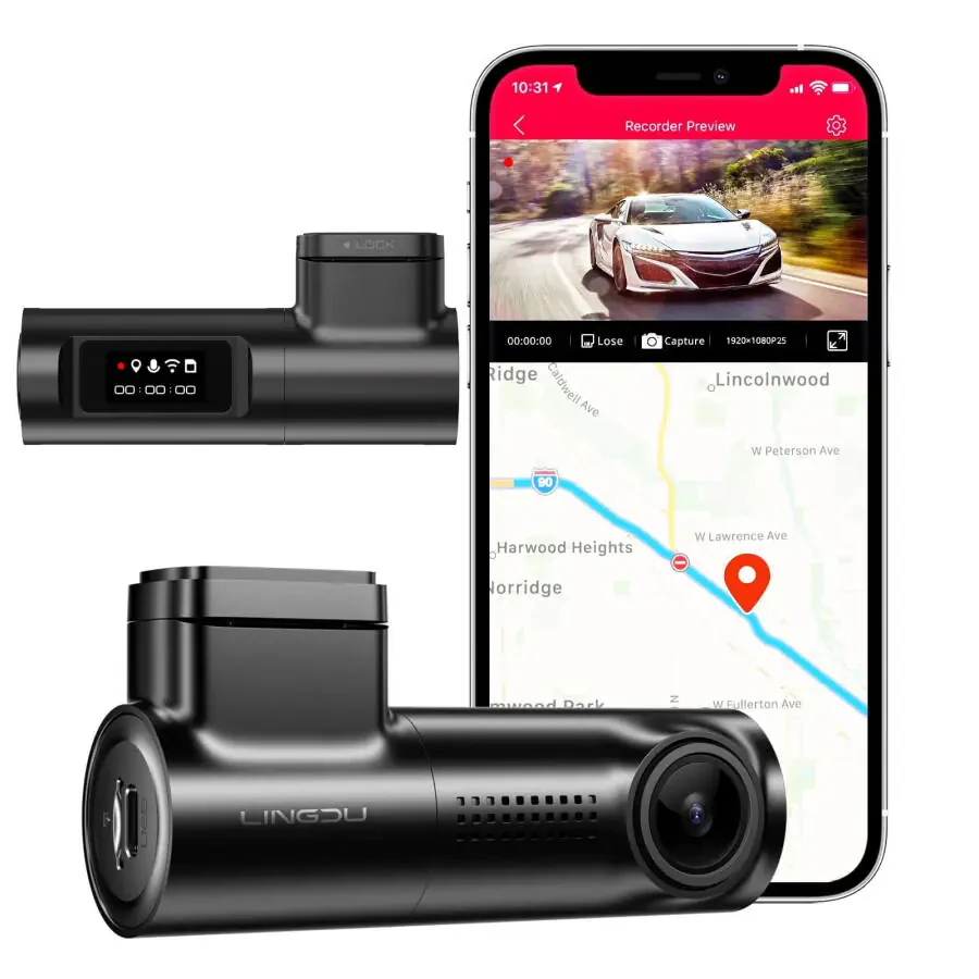LINGDU 4K Smart Dash Cam для автомобилей, передняя видеорегистратор с WiFi и GPS, 0,96-дюймовый ЖК-дисплей автомобильной камеры, ночное видение, WDR, режим парковки, G-сенсор, 150° широкоугольный объектив, циклическая запись - 1