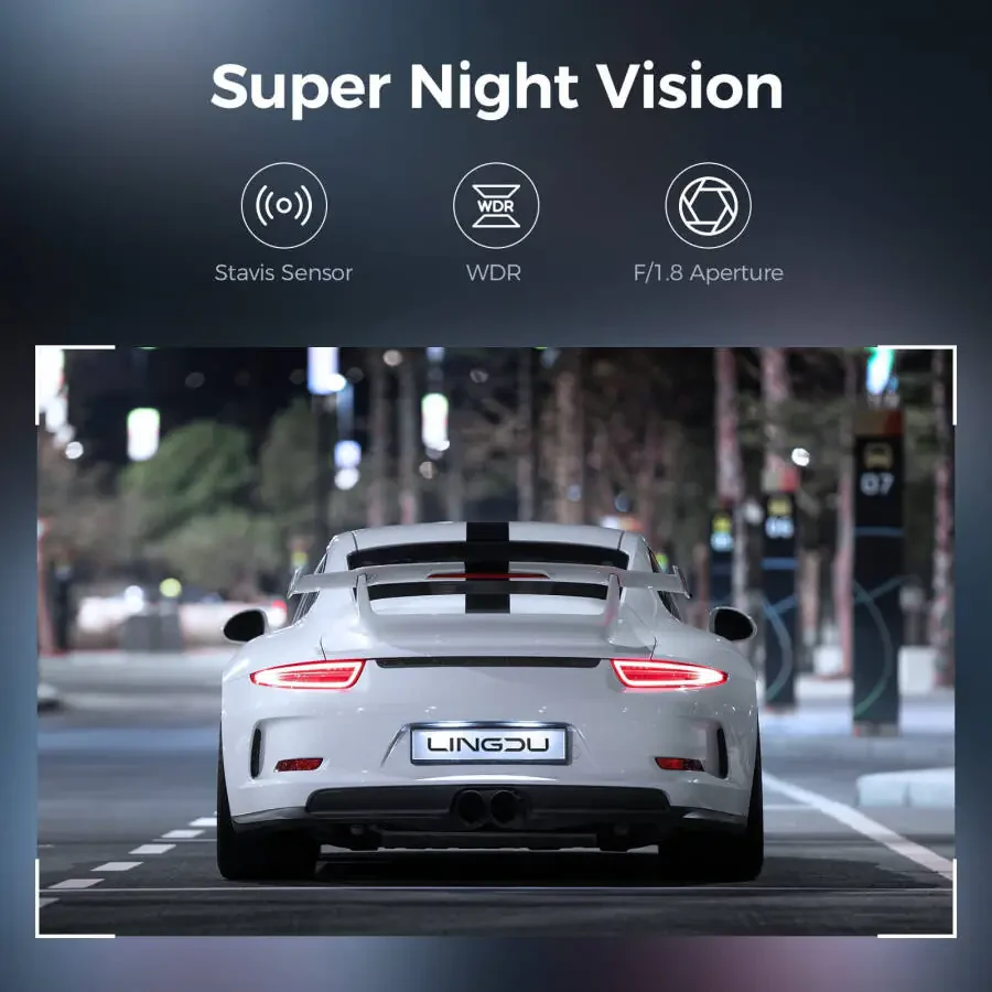 LINGDU 4K Smart Dash Cam для автомобилей, передняя видеорегистратор с WiFi и GPS, 0,96-дюймовый ЖК-дисплей автомобильной камеры, ночное видение, WDR, режим парковки, G-сенсор, 150° широкоугольный объектив, циклическая запись - 3