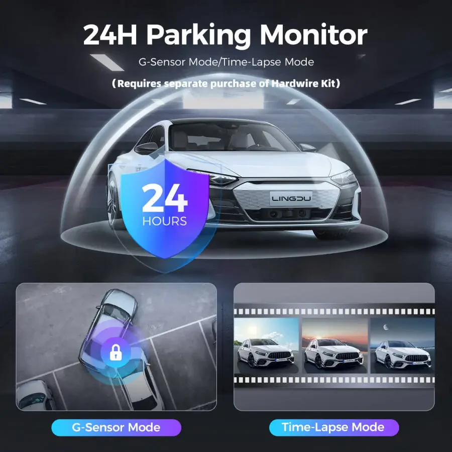 LINGDU 4K Smart Dash Cam for Cars, Front Dash Cam with WiFi&GPS, 0.96