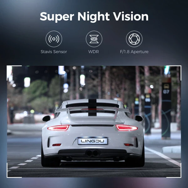 LINGDU 4K Smart Dash Cam for Cars, Front Dash Cam with WiFi&GPS, 0.96
