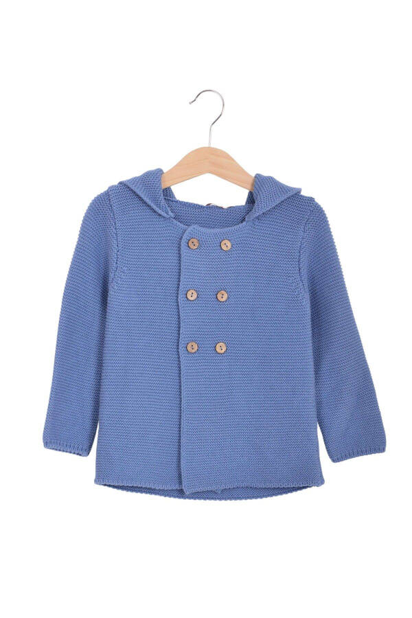 Links Hooded Baby Boy Cardigan Petrol - 1