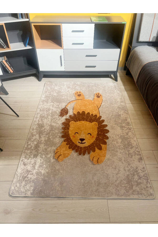 Lion Figure Washable Baby Play Mat - Beige Coffee - 1