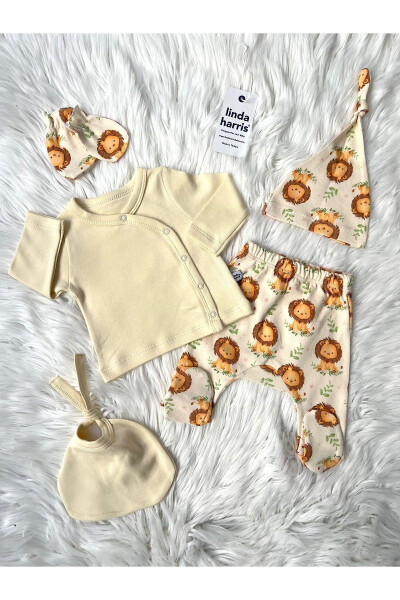 Lion Pattern Butter 5-Piece Newborn Boy Baby Hospital Discharge Set - 3