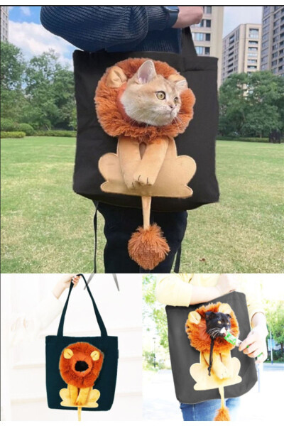 Lion Pattern Cat Dog Carrying Bags Portable Canvas Cat Large Capacity Shopping Bag - 1