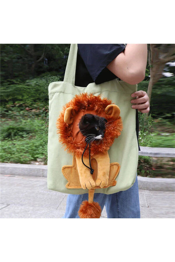 Lion Pattern Cat Dog Carrying Bags Portable Canvas Cat Large Capacity Shopping Bag - 4