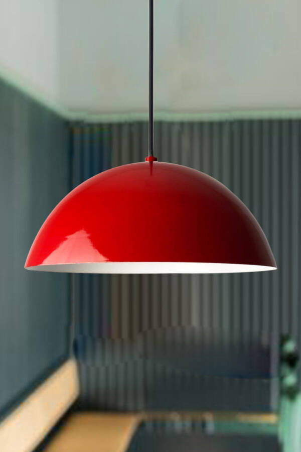 Lipeo Kırmızı Avize Tekli Sarkıt Salon Mutfak Kuaför Cafe Lamba Dekoratif Aydınlatma Pastane-Kırmızı - 25