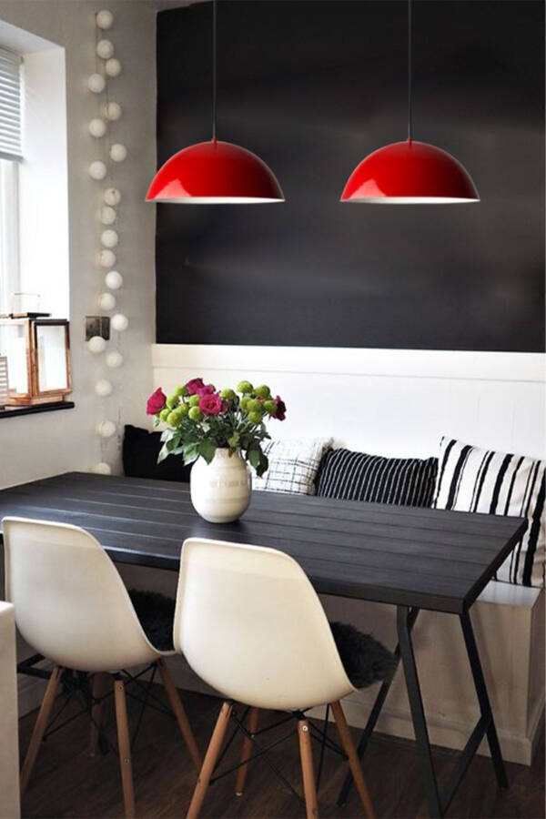 Lipeo Kırmızı Avize Tekli Sarkıt Salon Mutfak Kuaför Cafe Lamba Dekoratif Aydınlatma Pastane-Kırmızı - 21