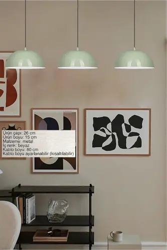 Lipeo Mint Yeşili Avize Tekli Sarkıt Salon Mutfak Kuaför Cafe Lamba Dekoratif Aydınlatma Kreş-Mint Yeşili - BAMYUM (1)