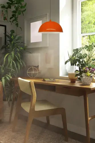 Lipeo Shiny Orange Chandelier Single Pendant Living Room Kitchen Hairdresser Cafe Lamp Decorative Lighting Pastry Shop-Shiny Orange - 3