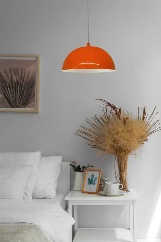 Lipeo Shiny Orange Chandelier Single Pendant Living Room Kitchen Hairdresser Cafe Lamp Decorative Lighting Pastry Shop-Shiny Orange - 4