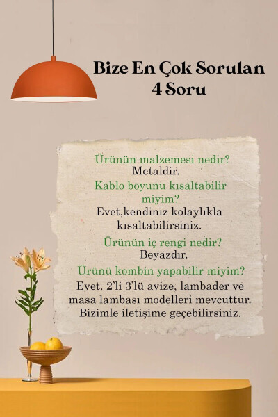 Lipeo Turuncu Avize Tekli Sarkıt Salon Mutfak Kuaför Cafe Lamba Dekoratif Aydınlatma Pastane - Turuncu - 22