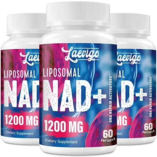 Liposomal NAD+ qo'shimchasi 1200mg Yuqori So'rilish, Hujayra Energiyasi va Mitoxondrial Qo'llab-quvvatlash, Uzoq umr ko'rish va Hayotiylik uchun NAD Plus, Qarishga qarshi Formula, 180 Softgel - LAEVIGO