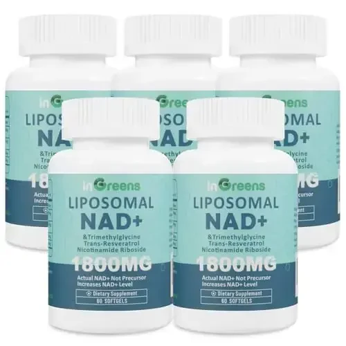 Liposomal NAD+ qo'shimchasi 1800 mg nikotinamid ribosid, trans resveratrol, trimetilglisin bilan, NMNni almashtiradi, NAD+ni oshiradi, qarishdan himoya, hujayra energiyasi, 60 ta yumshoq jel - 6