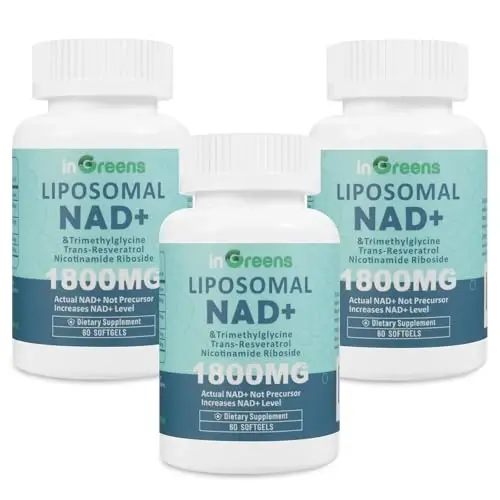 Liposomal NAD+ qo'shimchasi 1800 mg nikotinamid ribosid, trans resveratrol, trimetilglitsin bilan, NMN o'rnini bosadi, NAD+ ni kuchaytiradi, qarishdan himoya, hujayra energiyasi, 60 ta yumshoq jel kapsula - 6