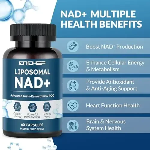 Liposomal NAD Supplement -1000mg, NAD Resveratrol Supplement for Women & Men with Nicotinamide Riboside, Resveratrol, PQQ & TMG, NAD Plus Boosts NAD+ Levels, Anti-Aging & Brain, 60 Capsules - 4