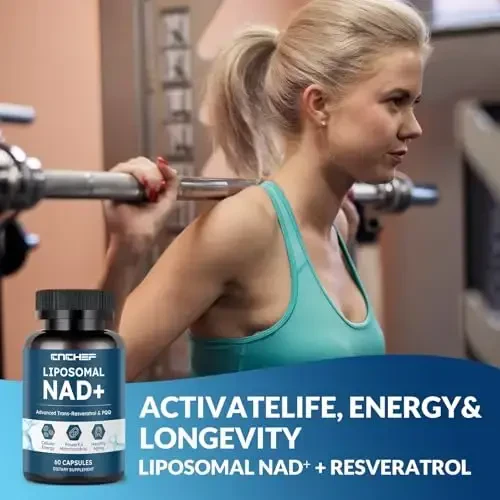 Liposomal NAD Supplement -1000mg, NAD Resveratrol Supplement for Women & Men with Nicotinamide Riboside, Resveratrol, PQQ & TMG, NAD Plus Boosts NAD+ Levels, Anti-Aging & Brain, 60 Capsules - 5