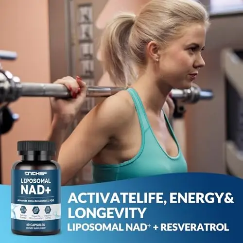 CNCHEF Liposomal NAD Supplement -1000mg, NAD Resveratrol Supplement for Women & Men with Nicotinamide Riboside, Resveratrol, PQQ & TMG, NAD Plus Boosts NAD+ Levels, Anti-Aging & Brain, 60 Capsules - 5