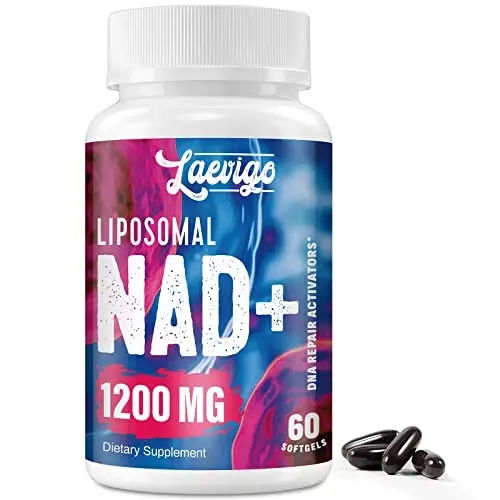 Liposomal NAD+ Supplement 1200mg High Absorption, Cellular Energy & Mitochondrial Support, NAD Plus for Longevity & Vitality, Anti-Aging Formula, 60 Softgels - Laevigo