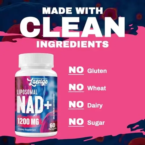 Liposomal NAD+ Supplement 1200mg High Absorption, Cellular Energy & Mitochondrial Support, NAD Plus for Longevity & Vitality, Anti-Aging Formula, 60 Softgels - 5