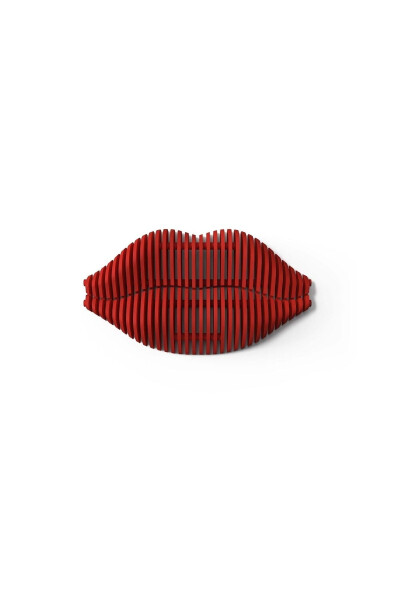 Lips-Burgundy Wooden Decorative Wall Product - 3