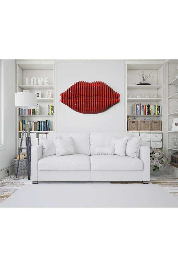 Lips-red Wooden Decorative Wall Product - 1