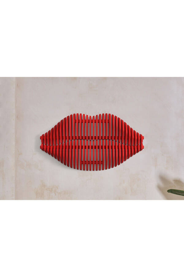 Lips-red Wooden Decorative Wall Product - 5