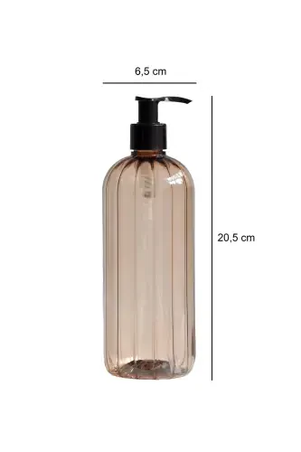 Liquid Soap, Dishwashing Detergent, Bleach. Labeled Pump Plastic Bottle, 3 pack, Light Brown, 500ml - 6