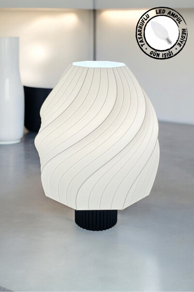 Lisa Abajur Gece Lambası Kobalt Mavisi Gövde Lamp Shade (LED Ampul Hediyeli) - 5