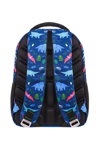 Lisanslı Dinozor Desenli 3'lü Set Ilkokul Çantası, Termal Beslenme Çantası Ve Kalem Kutusu Seti-Civit - 5