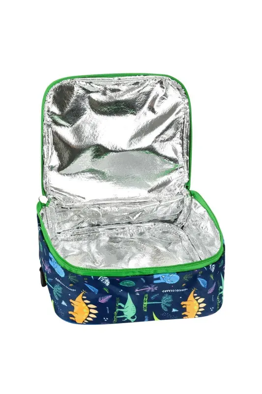 Lisanslı Dinozor Desenli 3'lü Set Ilkokul Çantası, Termal Beslenme Çantası Ve Kalem Kutusu Seti-Civit - 7