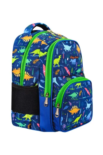 Lisanslı Dinozor Desenli 3'lü Set Ilkokul Çantası, Termal Beslenme Çantası Ve Kalem Kutusu Seti-Civit - 3