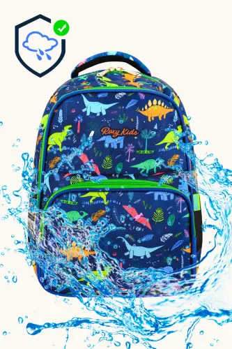 Lisanslı Dinozor Desenli 3'lü Set Ilkokul Çantası, Termal Beslenme Çantası Ve Kalem Kutusu Seti-Civit - 4