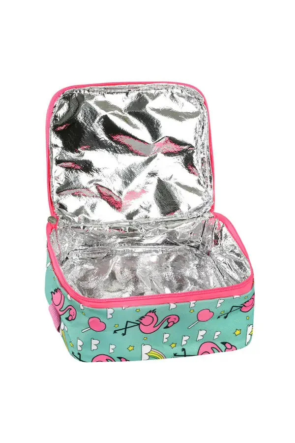 Lisanslı Flamingo 3'lü Set İlkokul Çantası, Termal Beslenme Çantası ve Kalem Kutusu Seti-Mint Yeşili - 7