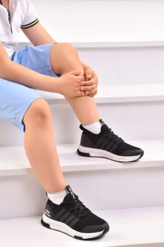 Lisanslı Markalar Unisex Çocuk Spor Ayakkabı - Siyah-Beyaz 