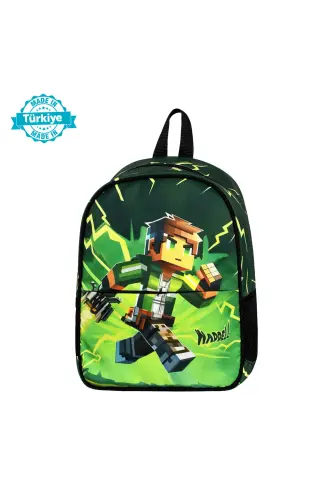 Lisanslı MayCraft Creeper Temalı Kaliteli Okul Öncesi Anaokul Kreş Erkek Çocuk Sırt Çantası-MyCraft - WADDELL (1)