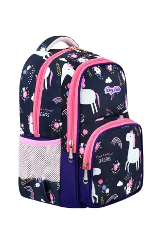 Lisanslı Unicorn 3'lü Set İlkokul Çantası, Termal Beslenme Çantası ve Kalem Kutusu Seti - Mor - 5