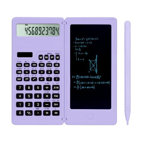 Scientific Calculators for high-School, LveSunny 10 Digits Digital with Erasable Writing Board Math Calculator for Middle School & College (Purple) - 1