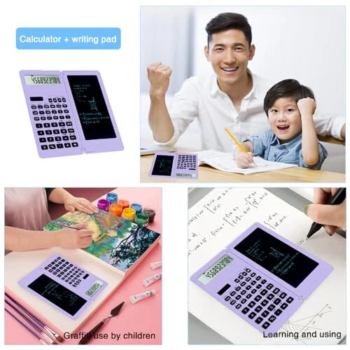 Scientific Calculators for high-School, LveSunny 10 Digits Digital with Erasable Writing Board Math Calculator for Middle School & College (Purple) - 2