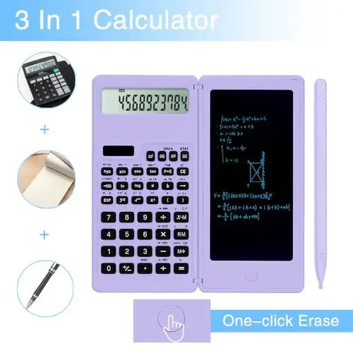 Scientific Calculators for high-School, LveSunny 10 Digits Digital with Erasable Writing Board Math Calculator for Middle School & College (Purple) - 4