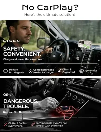 LISEN for iPhone 17 MagSafe Car Mount Charger, [Safer & Faster] Vent Magnetic Wireless Car Charger, Car Vent Phone Mount Charger Fits iPhone 17Pro/ Max/Air 16 15 14 13, Samsung with MagSafe Case - LISEN (1)