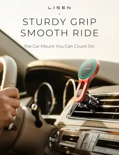 LISEN for 15W MagSafe Car Mount Charger, [Safer & Faster] Vent Magnetic Wireless Car Charger, Car Vent Phone Mount Charger Fits iPhone 16 Pro Max Plus 15 14 13 12, Samsung with MagSafe Case, Red - LISEN (1)