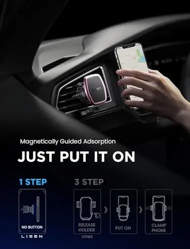 LISEN 2 dona magnitli telefon ushlagichi avtomobilingiz uchun 6 harbiy magnitli avtomobil telefon ushlagichi ventilyatsiya teshigi mobil telefon ushlagichi ventilyatsiya teshigi mobil telefon ushlagichi (pushti) maktab anjomlariga qaytish - 4