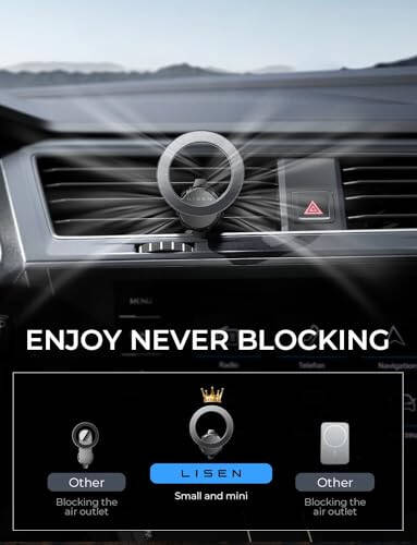 LISEN 2 Pack Fits MagSafe Car Mount, MagSafe 3 Car Mount Vent - [24 Super Magnets] Air Vent Phone Holder Car, Hands Free Cell Phone Holder Clip for iPhone 15 14 13 Pro Plus Max Mini Mag Safe Case - 8