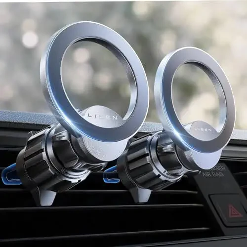 LISEN 2 Pack Fits MagSafe Car Mount, MagSafe 3 Car Mount Vent - [24 Super Magnets] Air Vent Phone Holder Car, Hands Free Cell Phone Holder Clip for iPhone 15 14 13 Pro Plus Max Mini Mag Safe Case - 5