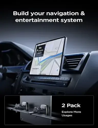 LISEN 2-Pack Magnetic Phone Holder for Car: 6 Military Magnets, Gold Vent Phone Mount - 7