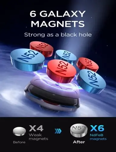 LISEN 2 Pack Magnetic Phone Holder for Your Car - 6 Military Magnets Vent Cell Phone Mount (Silver) - 6