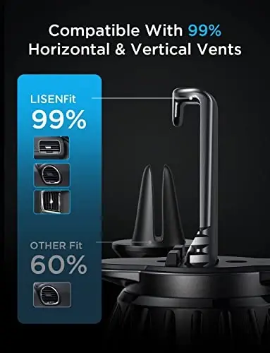 LISEN 2 Pack Magnetic Phone Holder for Your Car - 6 Military Magnets Vent Cell Phone Mount (Silver) - 4